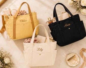 Mom Village Tote – Personalized Embroidered Name Bag, Carpool Driver Gift