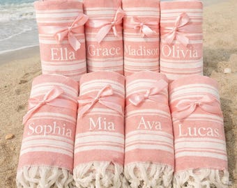 Serviette de plage turque personnalisée, cadeau d'enterrement de vie de jeune fille