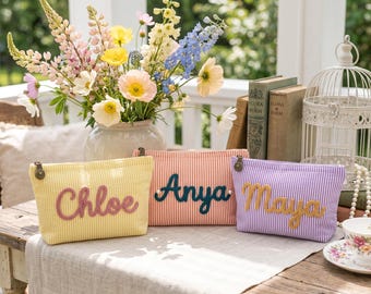 Personalized Chenille Diaper Bag Organizer, Custom Corduroy Mama Pouch, New Mom Shower Gift, Hospital Bag & Stroller Essential Accessory