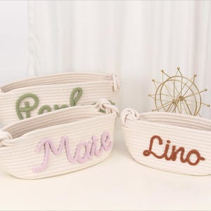 Personalisierter handgemachter Korb, Babygeschenk, Babypartygeschenk Baumwollseil-Korb, Babykorb, Spielzeugkorb-Name Neugeborenes Monogramm-Baby-Namensgeschenk