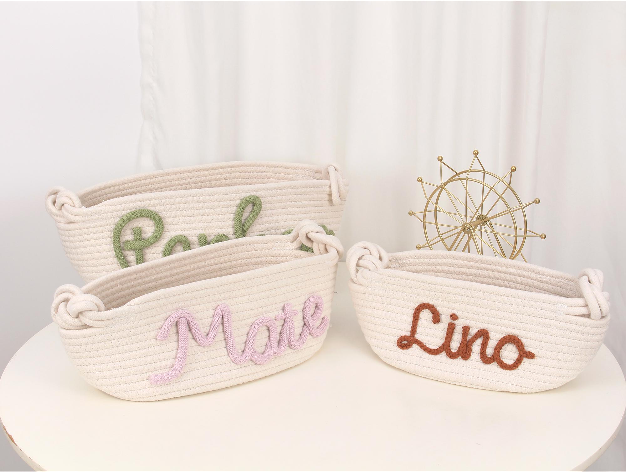Personalized Handmade Basket, Baby Gift, Baby Shower Gift Cotton Rope Basket, Baby Basket, Toy Basket Name Newborn Monogram Baby Name Gift