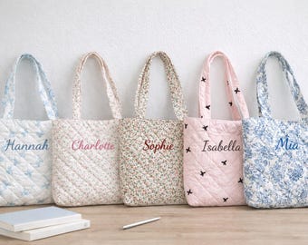 Personalized Floral Embroidered Tote Bag, Bridesmaid Gift