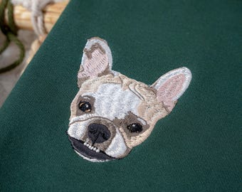 Custom Embroidered Pet Portrait Hoodie, Personalized Dog Cat Sweatshirt
