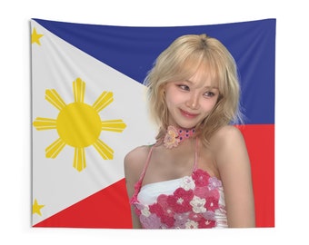 Le Sserafim Chaewon Philippinen Flagge Wandteppich, Kpop Lustiger Raum Merch, Geschenk für Le Sserafim FEARNOT Kpop Fan, Kpop Merch Le Sserafim Chaewon