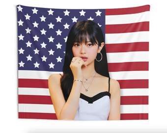 NEW JEANS Hanni America Flag Banner, NewJeans Members Kpop Flag, NewJeans Hanni Merch, Gift Ideas for Bunnies, Birthday Gift & Concert Merch