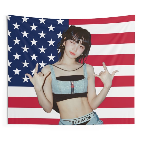 Le Sserafim Chae won American Flag Tapestry Outdoor Indoor, Poster American flag Tapestry for Bedroom Living room, Gift for FEARNOT Kpop Fan