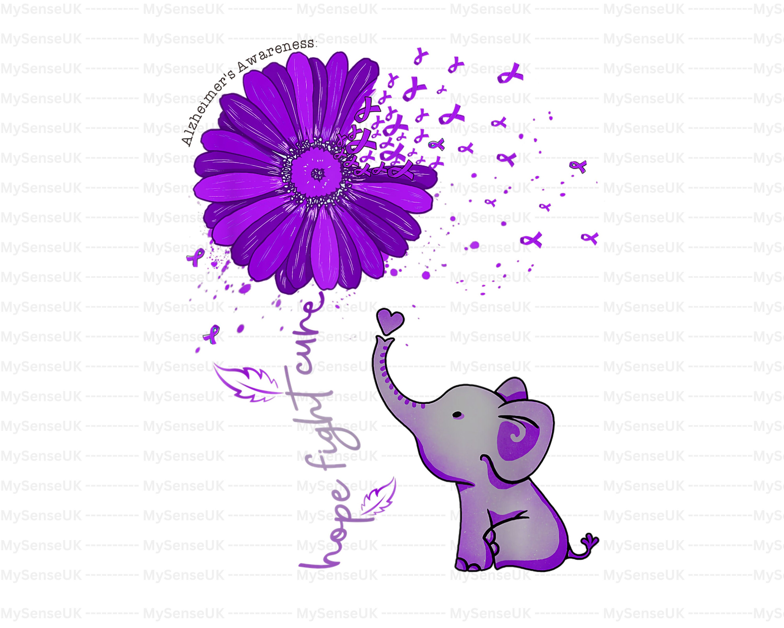 Alzheimer Awareness Cute Elephant I Will Remember for You Digital PNG