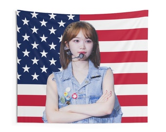LE SSERAFIM Chaewon America Flag Banner, Le Sserafim Chaewon Cup Cute Photo Kpop Flag Tapestry, Le Sserafim Kpop Merch, Gift Ideas Fearnot