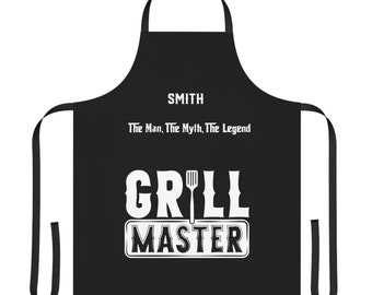 Custom Name Apron For Men, The Man The Myth The Grill Master, Father Day Gift, Gifts For Dad, Cooking Gift From Son Daughter Wife