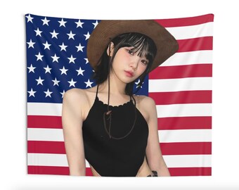 Le Sserafim Chae won American Flag Tapestry Outdoor Indoor, Poster American flag Tapestry for Bedroom Living room, Gift for FEARNOT Kpop Fan