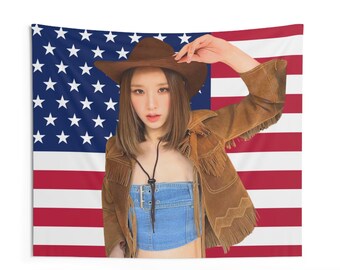 Loona Heejin America Flag Tapestry, Kpop Funny Room Merch, Loona Artms Kpop Merch, Kpop Merch Wall Decor, Gift for Loona Fan, Heejin Loona