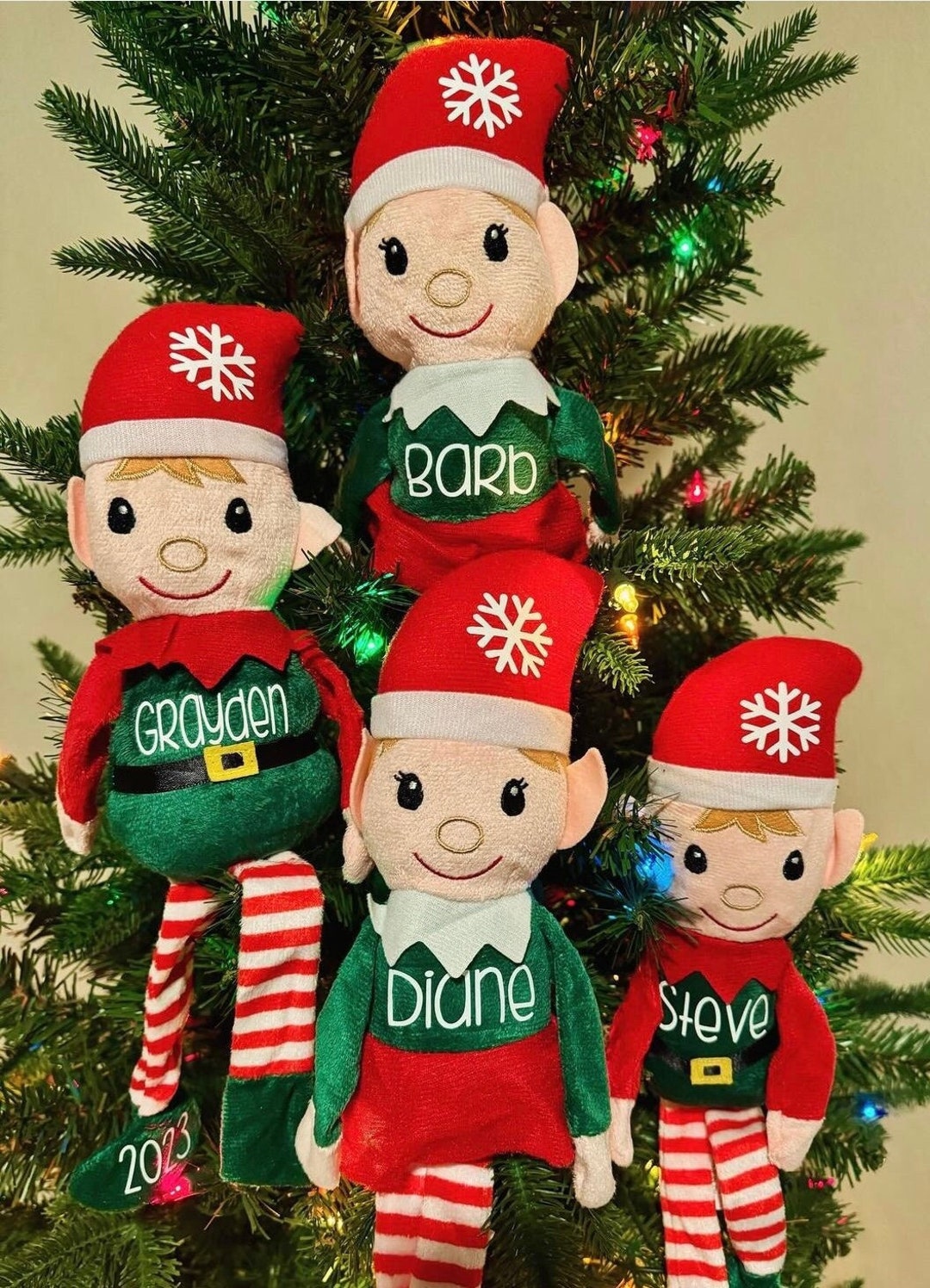 Plush Elf Stocking - 18-Inch Christmas Stocking With Pointed Toe For Holiday Decor & Gift Giving