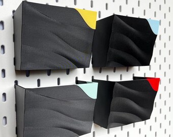 Black Wavy Pattern Multipurpose Holder/Shelf for Ikea Skadis Pegboard | Ikea Pegboard Compatable Accessories