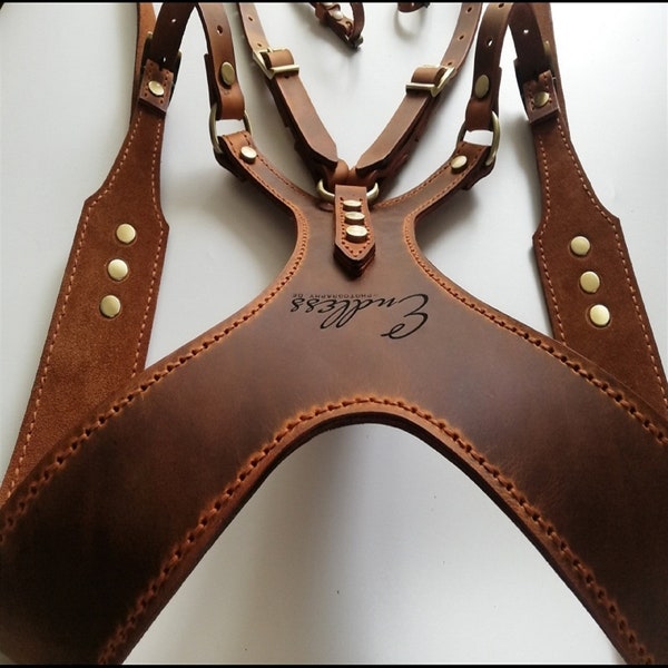 Leather Double Camera Strap Leather Double Camera Harness Dual Leather Camera Harness Double Camera Strap Leather Double Strap