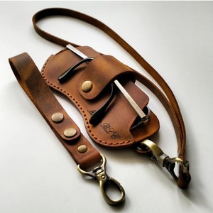 Handcrafted Leather Glasses Case with Strap: Protective Eyewear Pouch