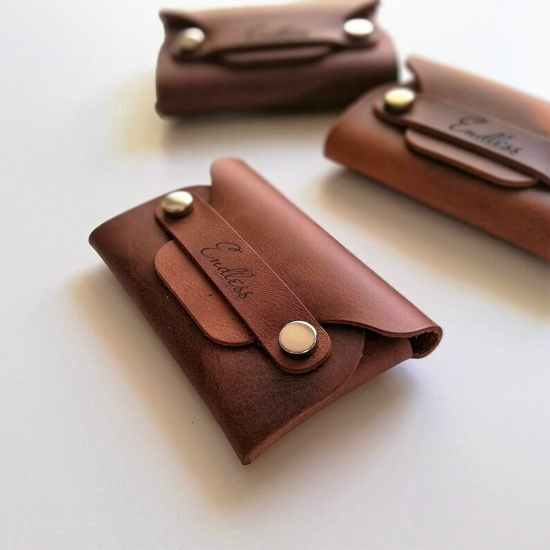 Leather Credit Card Holder Rivet Card Holder Front Pocket Etsy