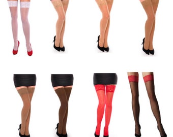 Strapse Halterlose Strumpfe 20 den viele Farben mit Silikon NEU