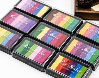 9 Colors Rainbow Ink Pad, Rubber Stamps Ink Pad, Colorful Ink Pad, Craft Ink Pad, Craft Ink Pad, Multi Colors Mixed Set, Valentine&#39;s Day