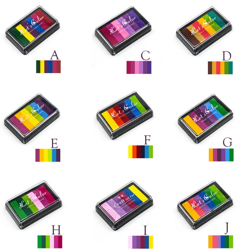 9 Colors Rainbow Ink Pad Rubber Stamps Ink Pad Colorful Ink Etsy