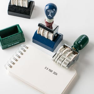 Retro datumstempels, verstelbare datumstempel, stempel voor dagelijks werk, datumstempel, rolstempel, datumstempel voor reisdagboekpoststempel