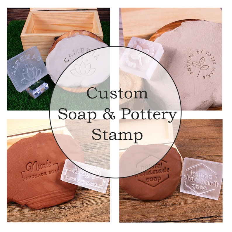 Custom Your Logo Stamp, Acrylic Stamp for Soap, Clay Signature, Personalized Pottery Stamp, Wedding Cookie Stamp, Gifts for Soapmakers image 2