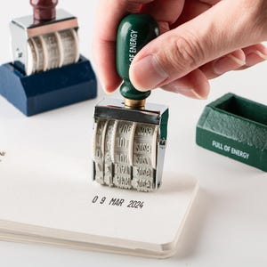 Tampon dateur ajustable, tampon pour le travail quotidien, tampon dateur, tampon dateur à rouleau, tampons dateurs rétro, tampon dateur pour carnet de voyage