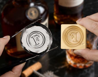Custom Ice Ball Stamp, Personalized Brass Sphere Monogram Ice Cube Stamp for Cocktail Whiskey Drinks, Personalized Round Ball Ice Cube Stamp