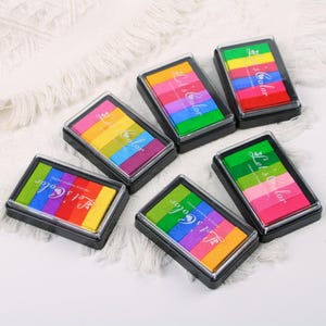 Almohadilla de tinta arco iris, almohadilla de tinta colorida, tinta para sello de libro, almohadilla de tinta de sello de goma, almohadilla de tinta multicolor, conjunto mixto de varios colores, manualidades para niños