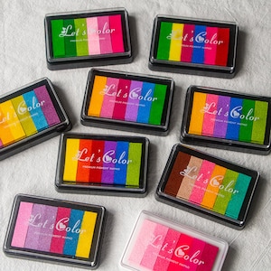Almohadilla de tinta arco iris, tinta para sello de libro, almohadilla de tinta de sello de goma, almohadilla de tinta colorida, almohadilla de tinta multicolor, conjunto mixto de varios colores, manualidades para niños