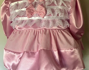 Super Pretty ABDL pink and White Girlie Two Piece, Sissy Baby, ABDL, Adult Baby Diaper Lover - All Sizes Available