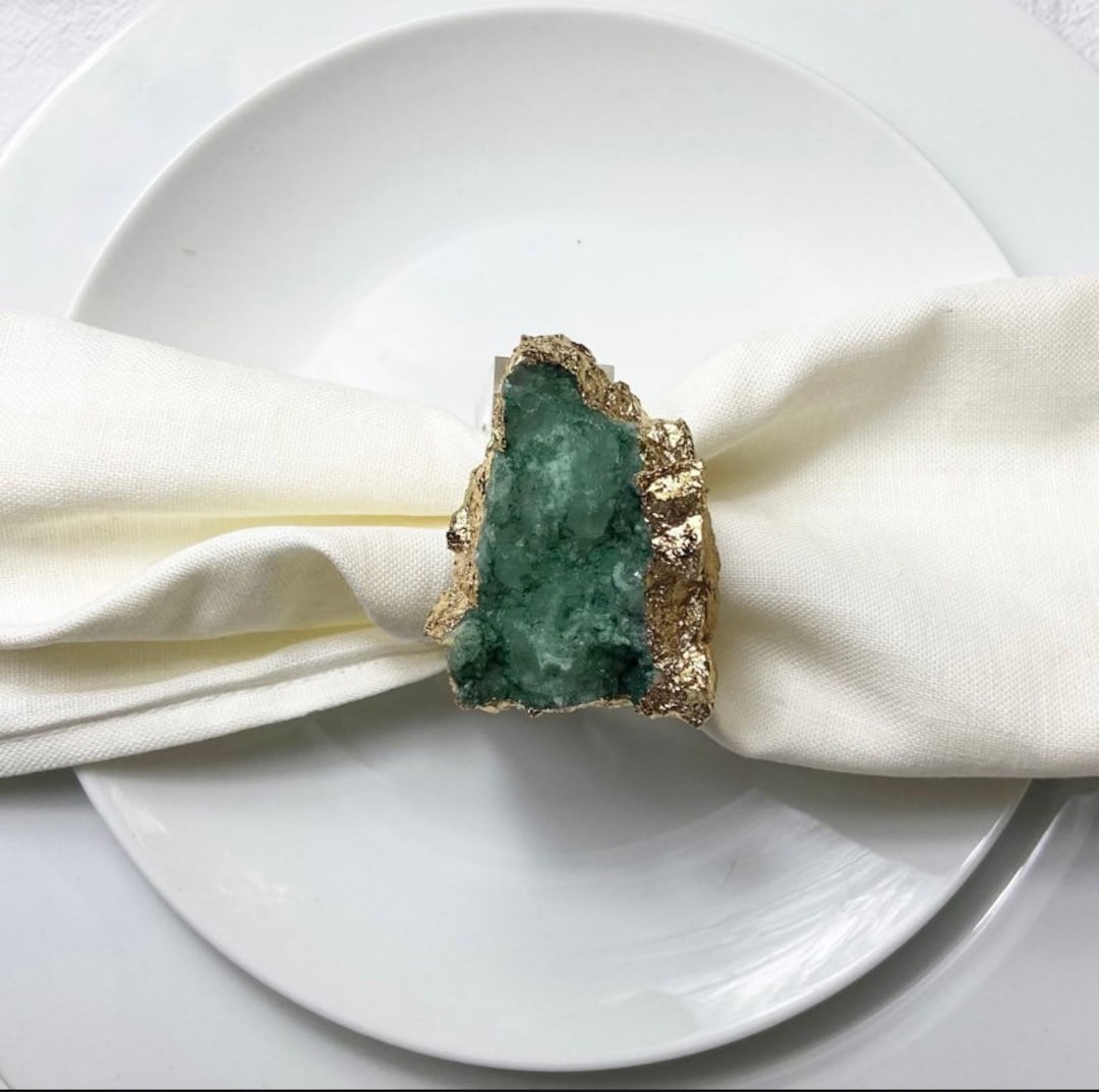 Stone Emerald Green Napkin Rings. Set of 4 Etsy