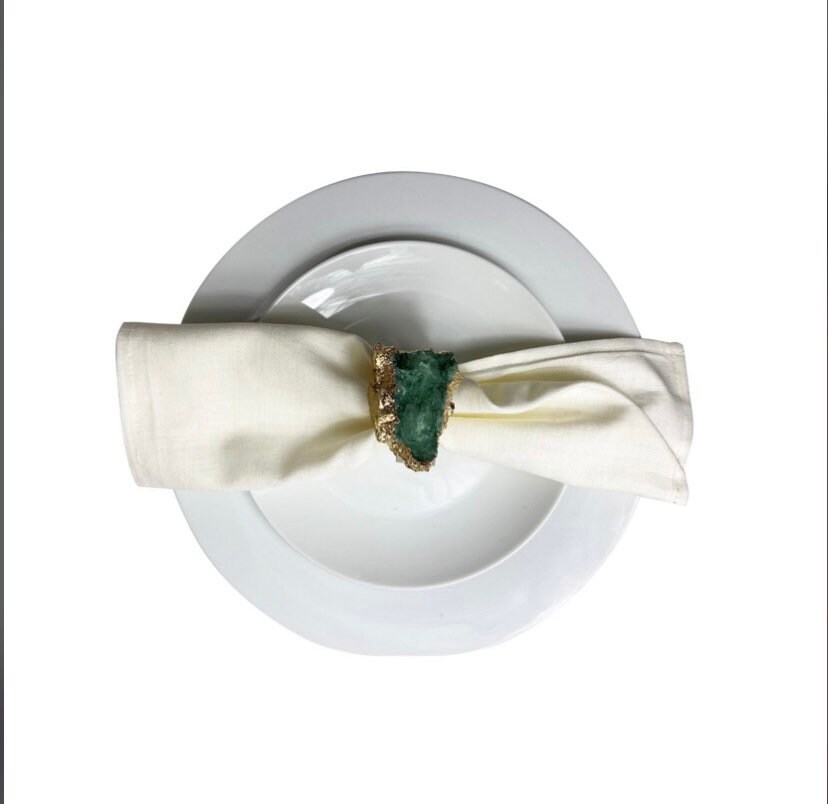 Stone Emerald Green Napkin Rings. Set of 4 Etsy