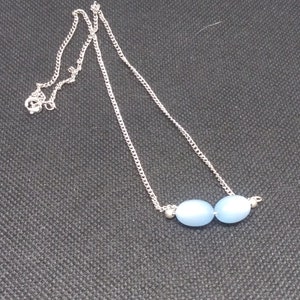 Vintage silver tone blue bead necklace