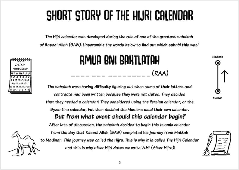 Jamal aprende los meses islámicos y el calendario hijri Libro de actividades y para colorear imagen 2