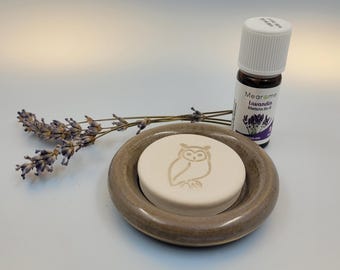 Duftstein Keramik mit Schale – Handgefertigt, Geschenkidee, Aromastein