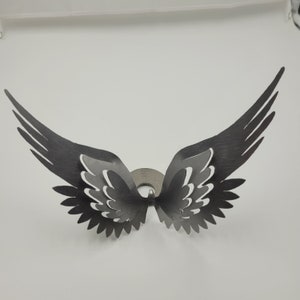 Engelsflügel aus Metall – 3D-Flügel gebürstet, 22 × 12 cm, 1 mm stark