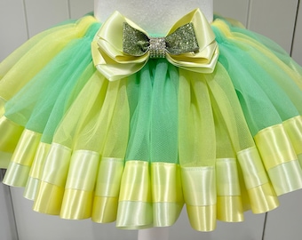 Double ribbon edged lemon and lime tutu skirt