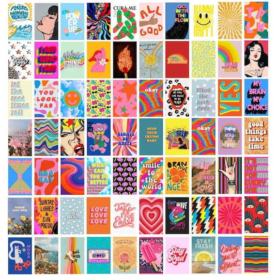 printed indie room decor aesthetic indie wall collage kit etsy