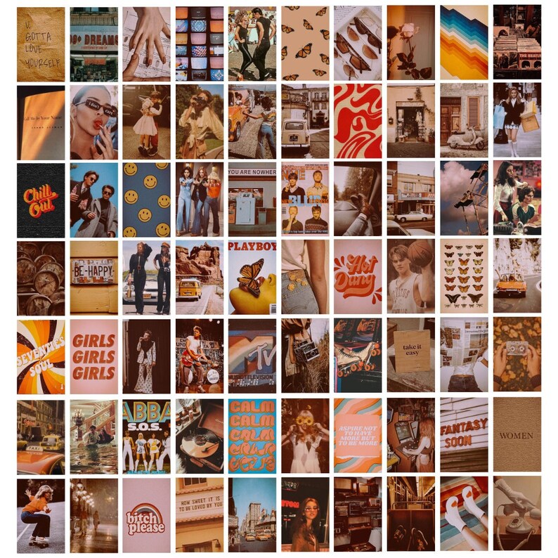 Retro Wall Collage Kit Aesthetic Printed Photo Collage Kit Etsy