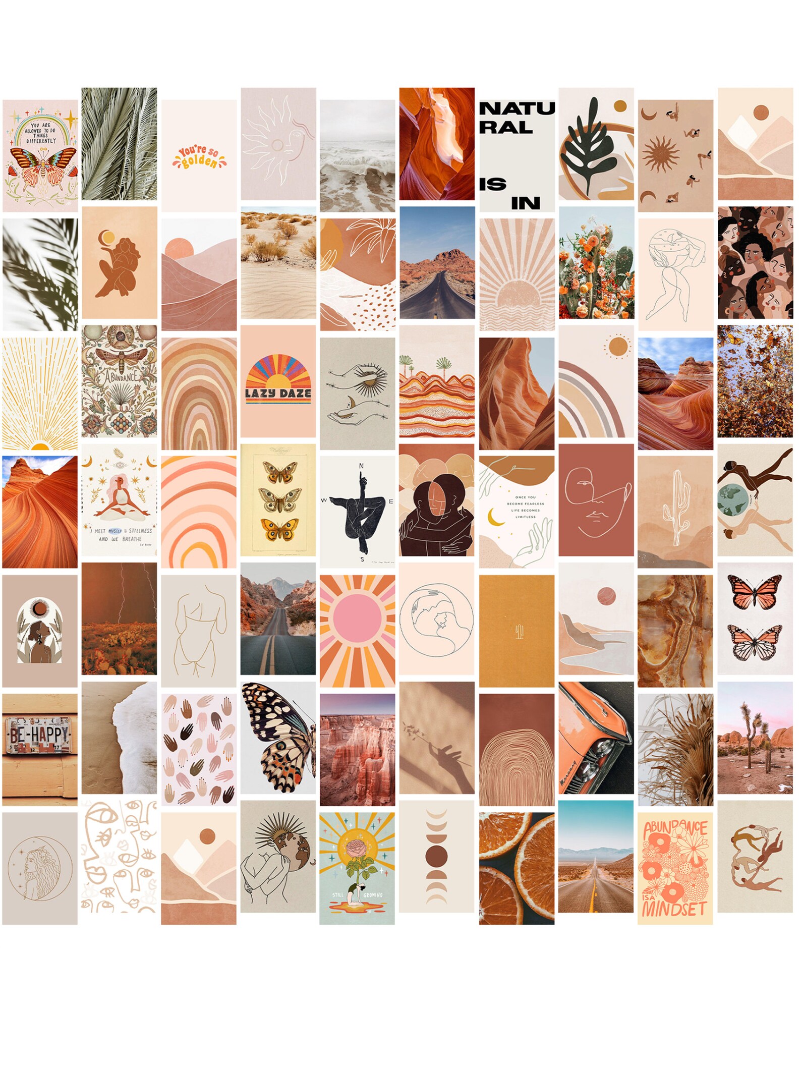 Aesthetic Boho Wall Collage Kit Boho Wall Art Boho Wall Etsy