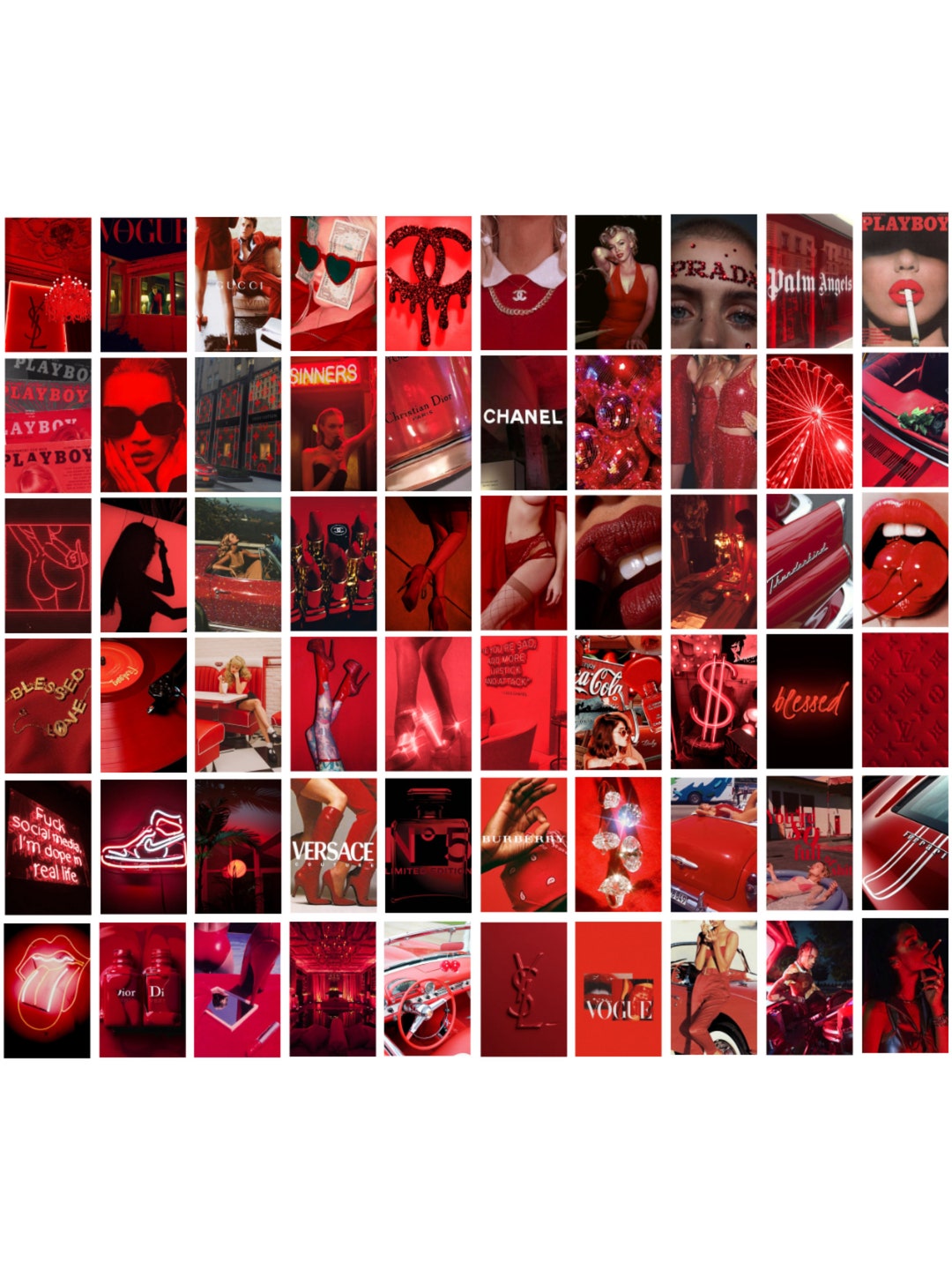 Red Wall Collage Kit Printed Photo Collage Kit Red Collage Etsy