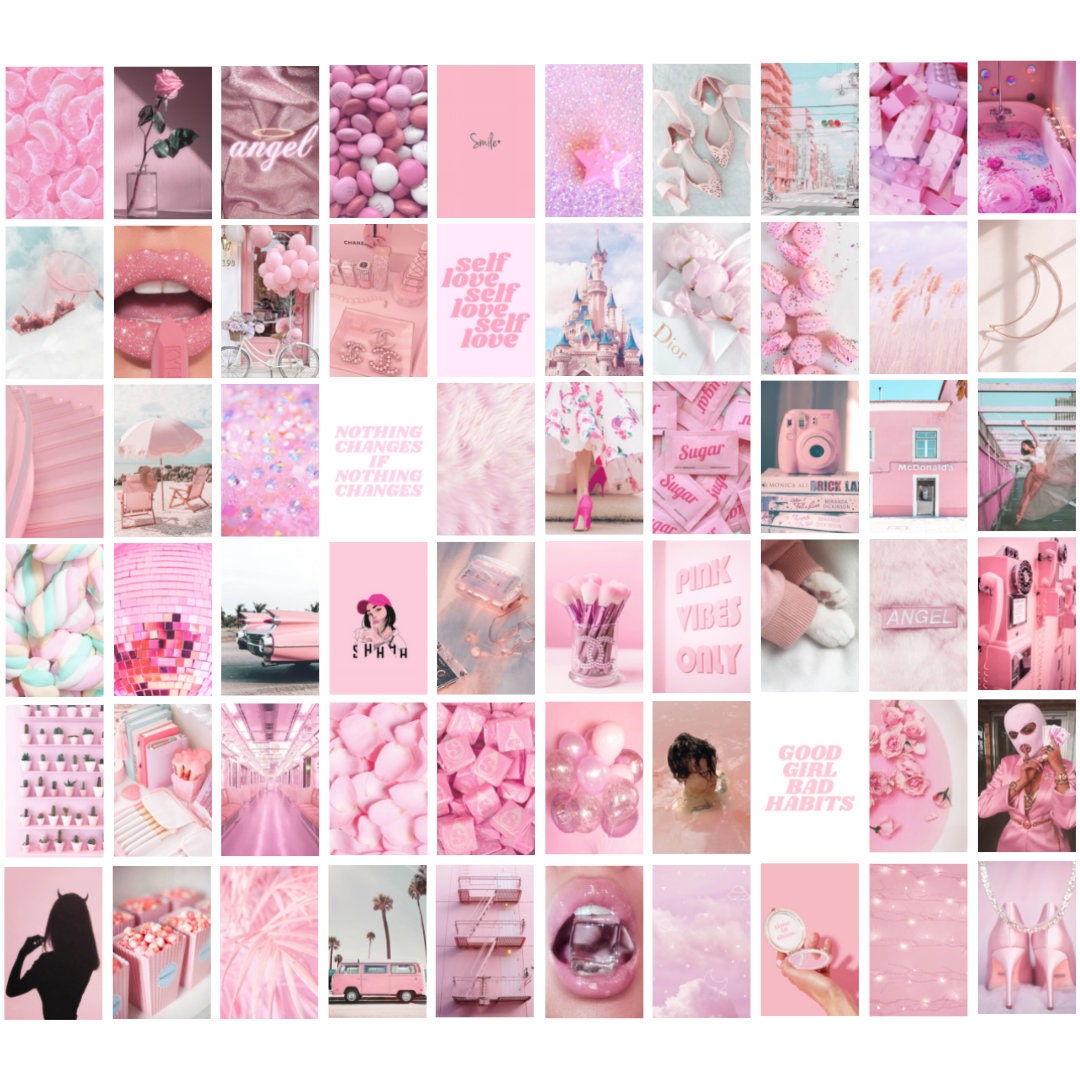 Pink Wall Art Print Photo Collage Kit Printed Gallery Wall - Etsy