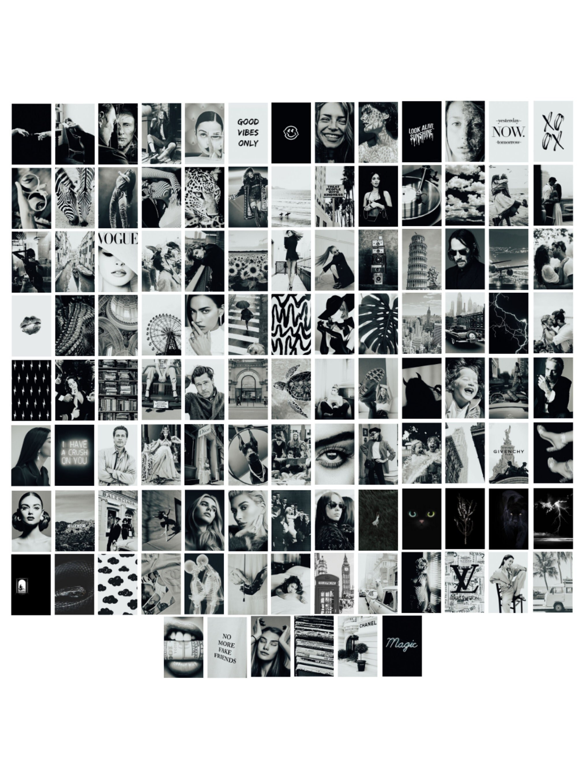 Printed Aesthetic Wall Collage Kit Black and White Poster - Etsy