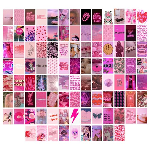 Pink Y2K Wall Collage Kit, DIGITAL DOWNLOADS, 46 Pcs, 4 X 6, Bougie Pink  Wall Collage Kit, Baddie Room Decor, Y2k Room Decor 