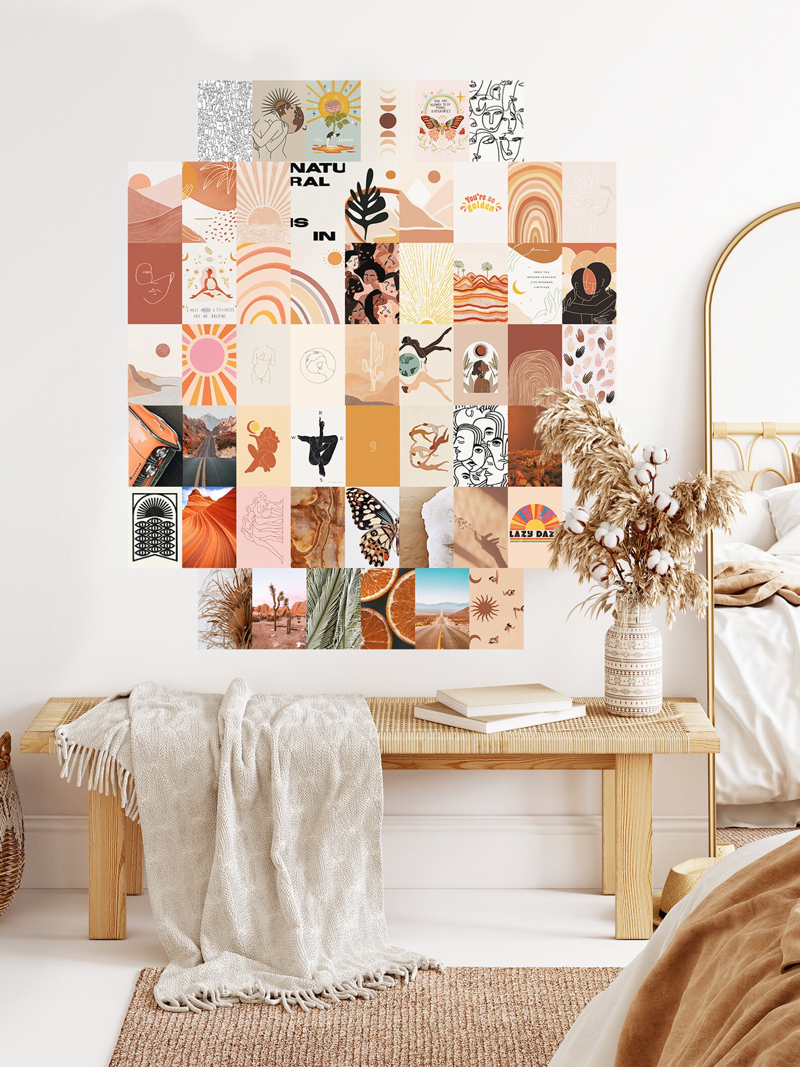 Aesthetic Boho Wall Collage Kit Boho Wall Art Boho Wall Etsy