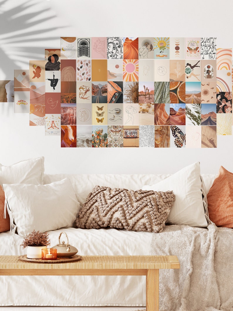 Aesthetic Boho Wall Collage Kit Boho Wall Art Boho Wall Etsy