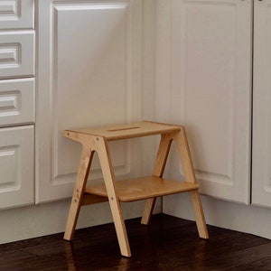 Two Step - Step Stool, Montessori Kitchen Stool, Natural Stepping Stool, Bathroom Step, Kitchen Stool