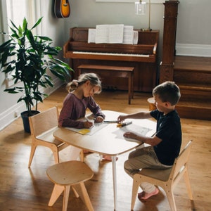 All Circles Table and Chair Combo - Activity Table, Modern Kids Table, Montessori Table, Architecture Kids Furniture, Learning Stool