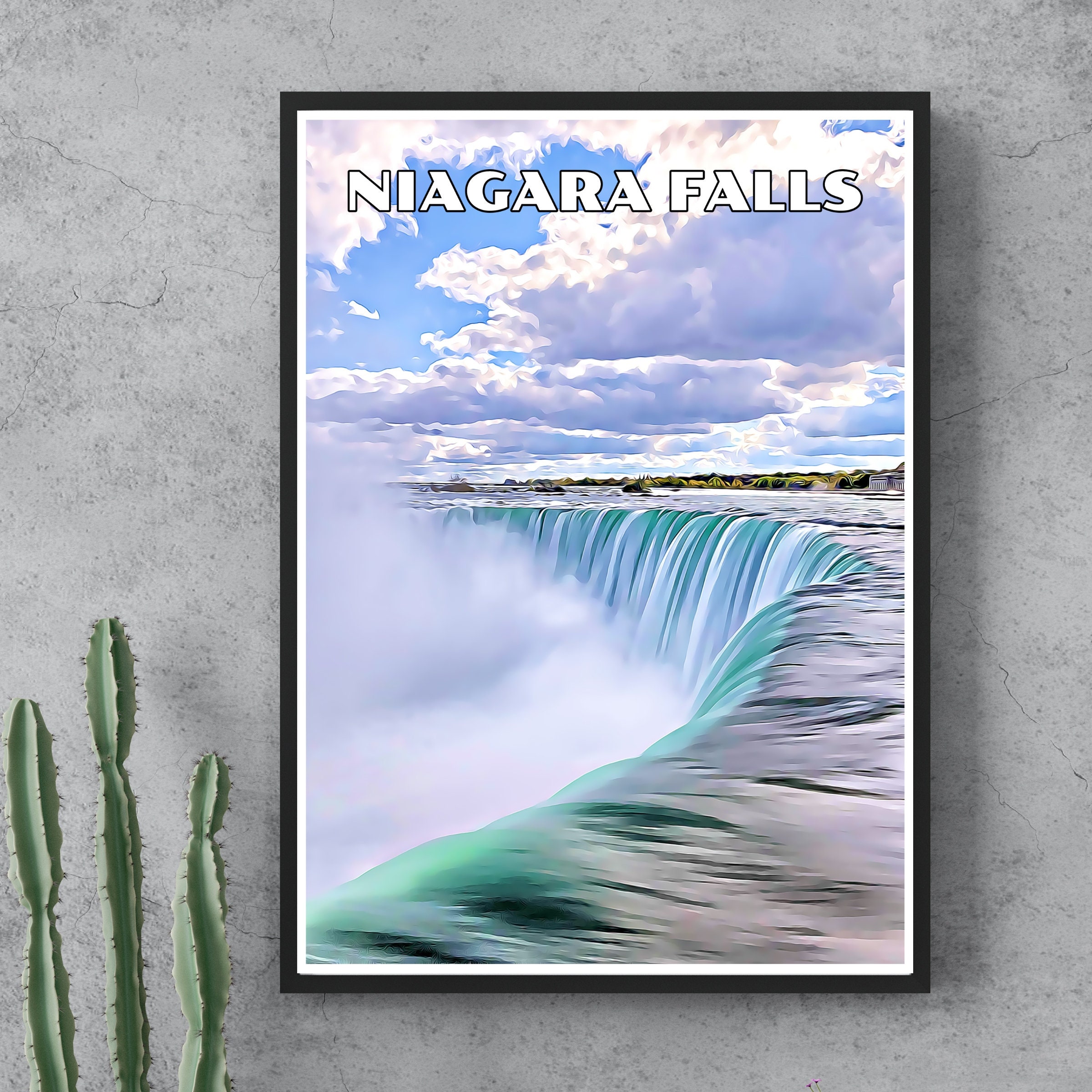Niagara Falls Travel Poster, American Nature Landmark Digital Prints ...