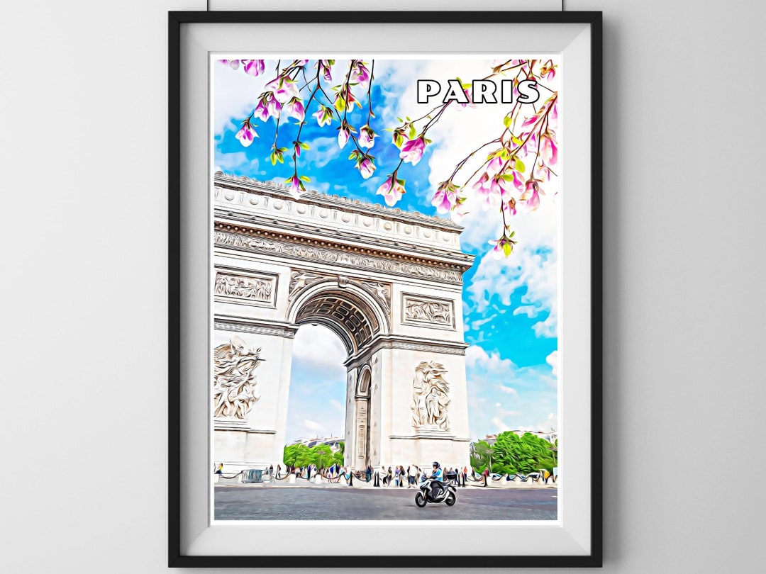 Arc De Triomphe Travel Poster, Paris Cityscape Printable Wall Art and ...